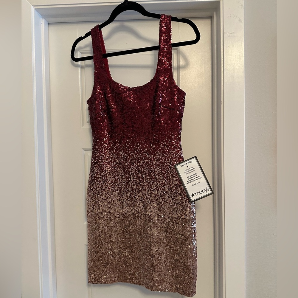 Speechless Burgundy and Gold Sequin Mini Dress